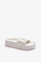 Women Buckle Platform Flip Flops