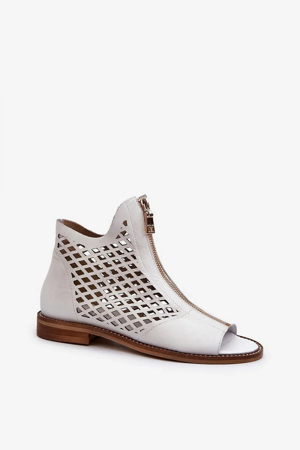 Women Caged Zip Back Flat Sandals