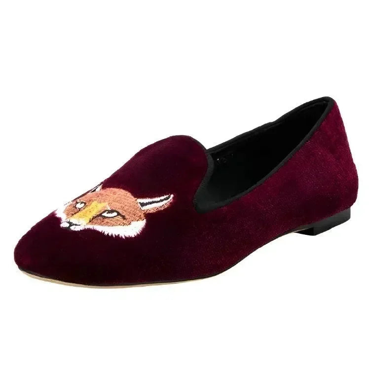 Women Casual Smoking Loafers - Slip-On Flat Shoes
