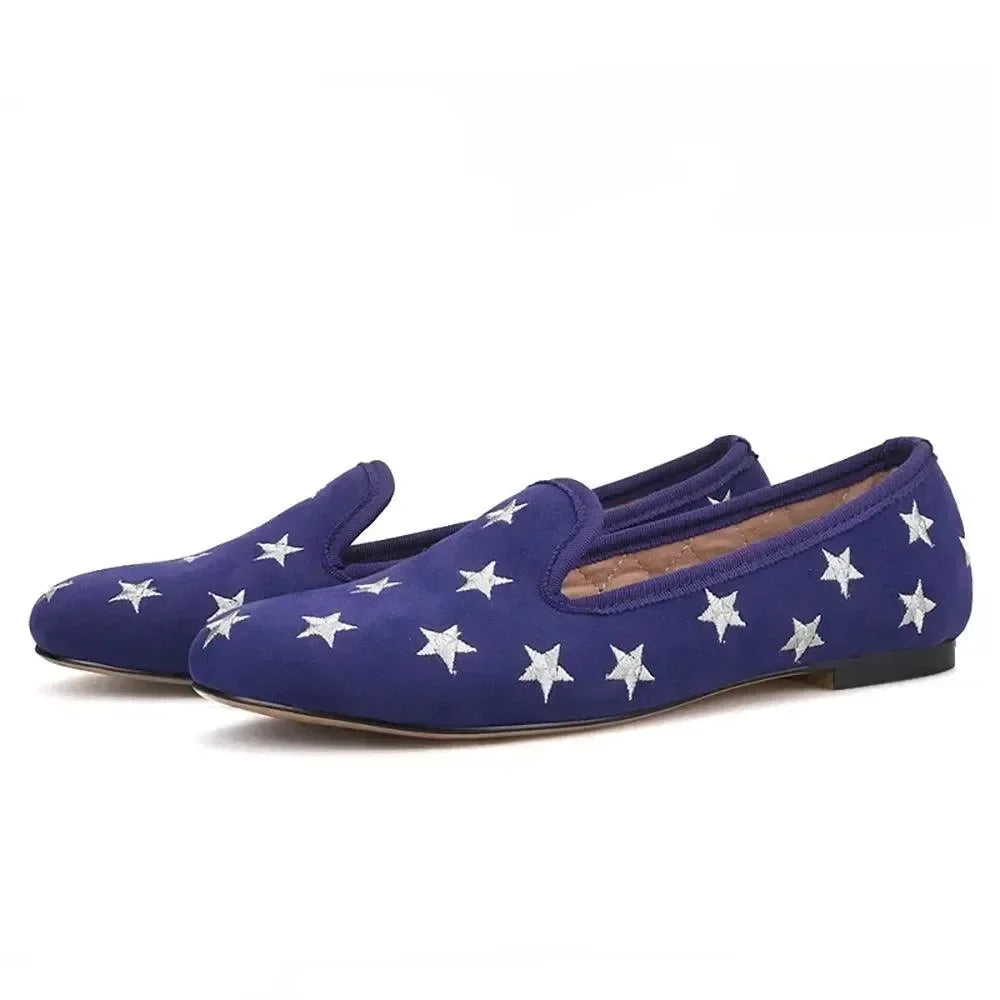 Women Casual Smoking Loafers - Slip-On Flat Shoes
