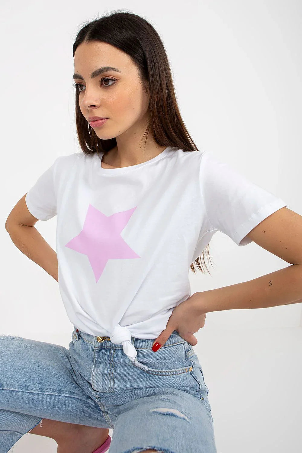 Women Crew-Neck Short-Sleeves T-Shirt – Stretchable, Pink