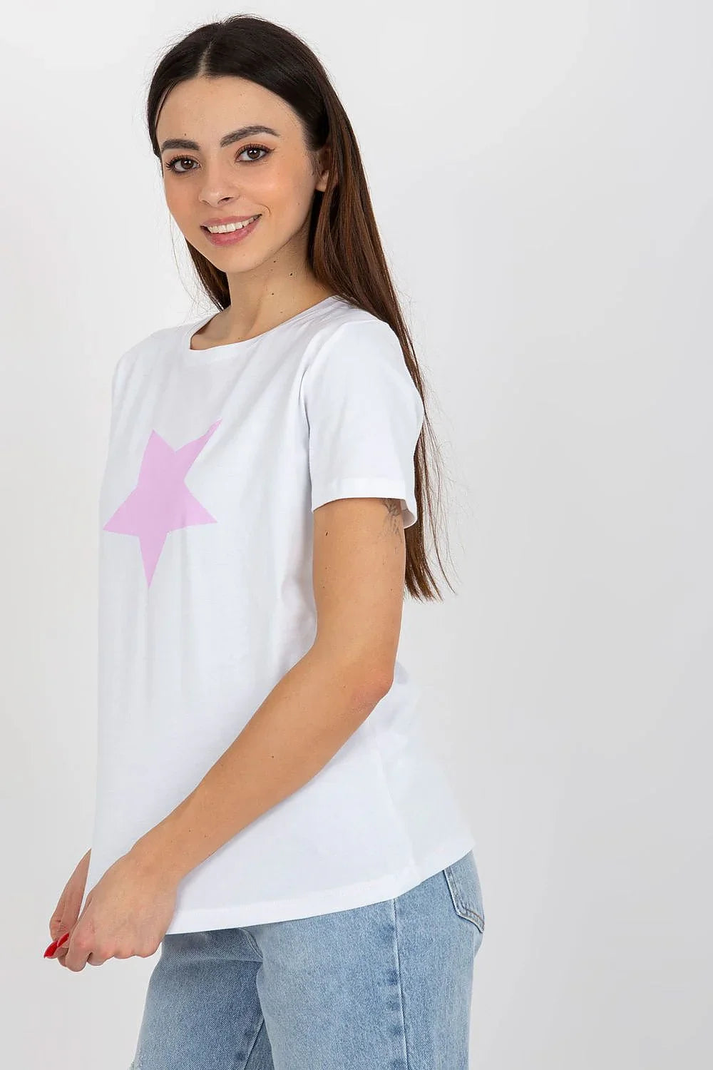 Women Crew-Neck Short-Sleeves T-Shirt – Stretchable, Pink