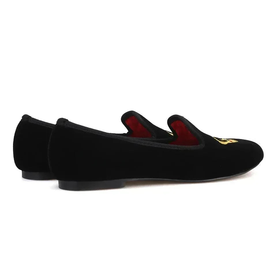 Women Dress Smoking Slipper Loafers - Slip-On Flat Shoes
