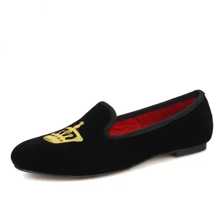 Women Dress Smoking Slipper Loafers - Slip-On Flat Shoes