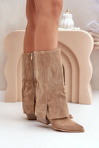 Women Heel Boots - Mid Block Shoes