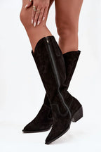 Women Heel Boots - Mid Cuban Shoes
