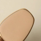 Women Leather Floral Block Heel Sandals