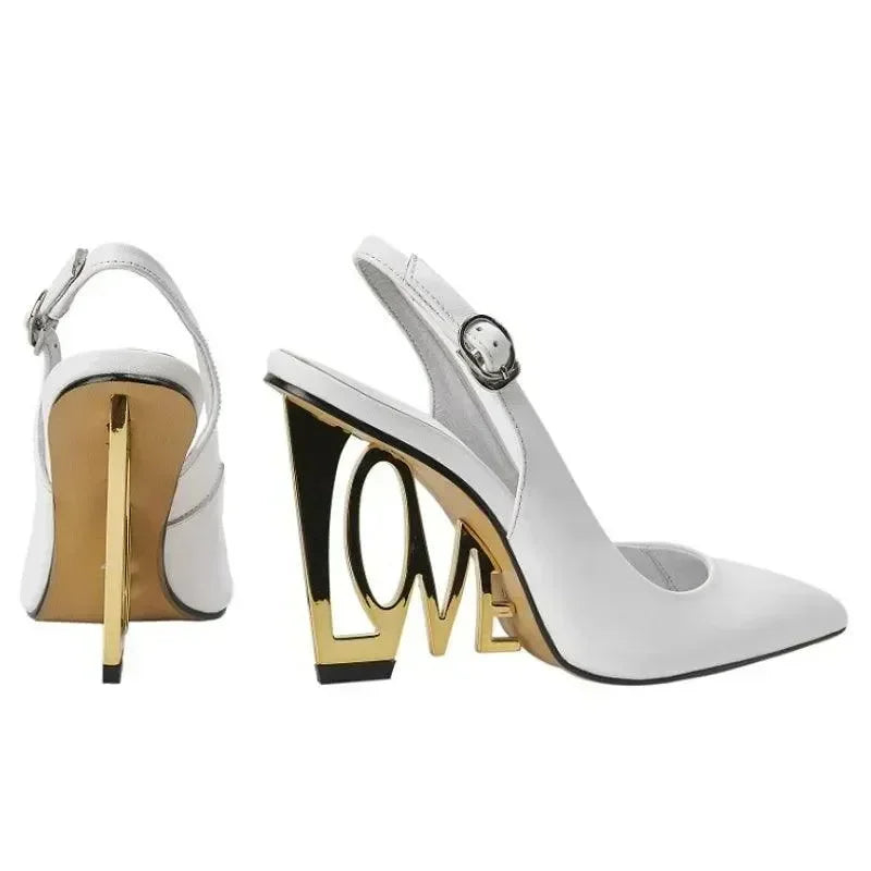 Women Leather Pointed Slingback Heels