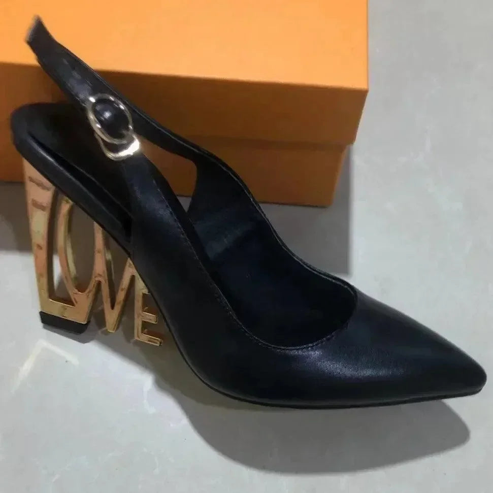 Women Leather Pointed Slingback Heels