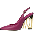 Women Leather Pointed Slingback Heels