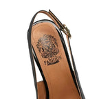Women Leather Pointed Toe Slingback Heels