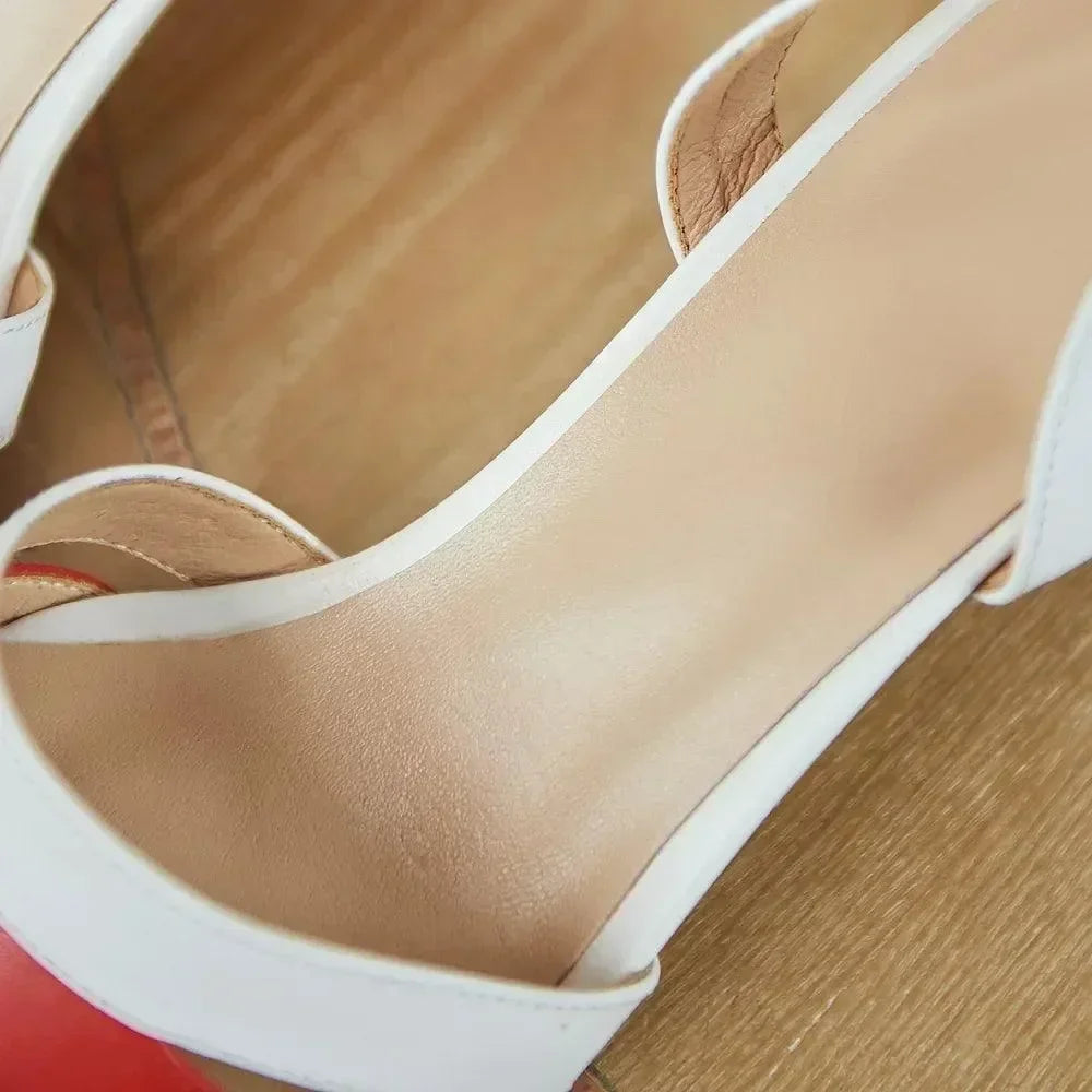 Women Luxury Leather Platform Block Heel Sandals