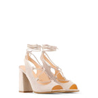 Women Made in Italy Beige Block Heel Sandals