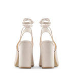 Women Made in Italy Beige Block Heel Sandals
