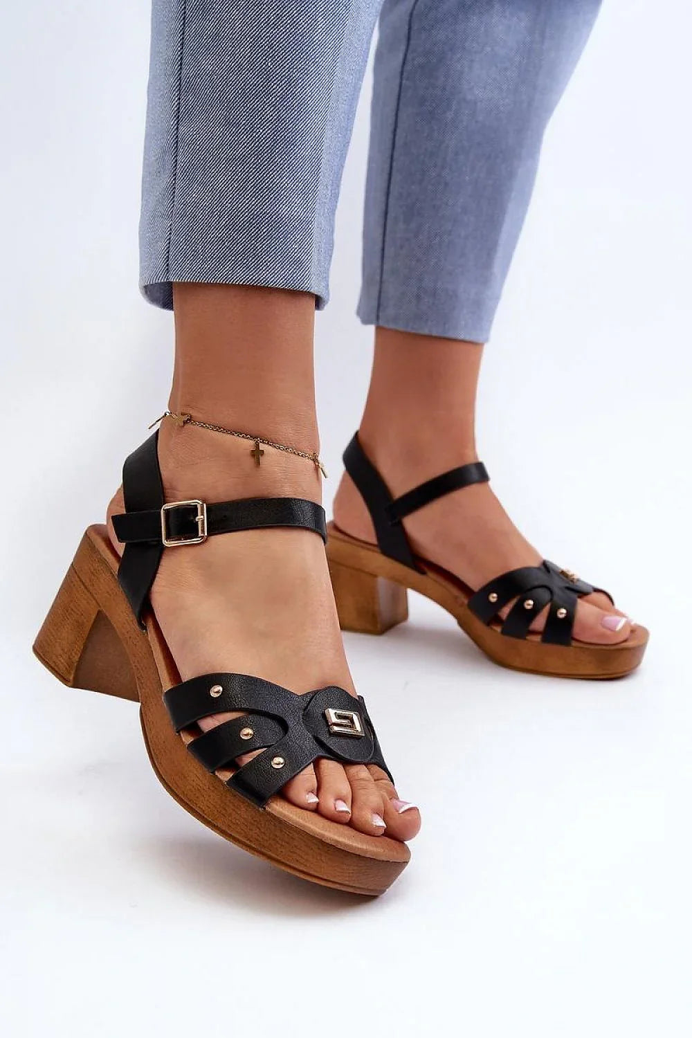 Women Mid Heel Comfort Block Sandals