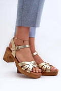 Women Mid Heel Comfort Block Sandals