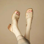 Women Open-Toe Buckle Strap Block Heel Sandals