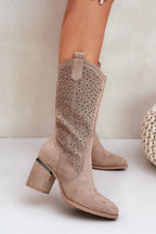 Women Open Work Boots - High Block Shoes