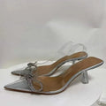 Women PVC Rhinestone Block Heel Sandals