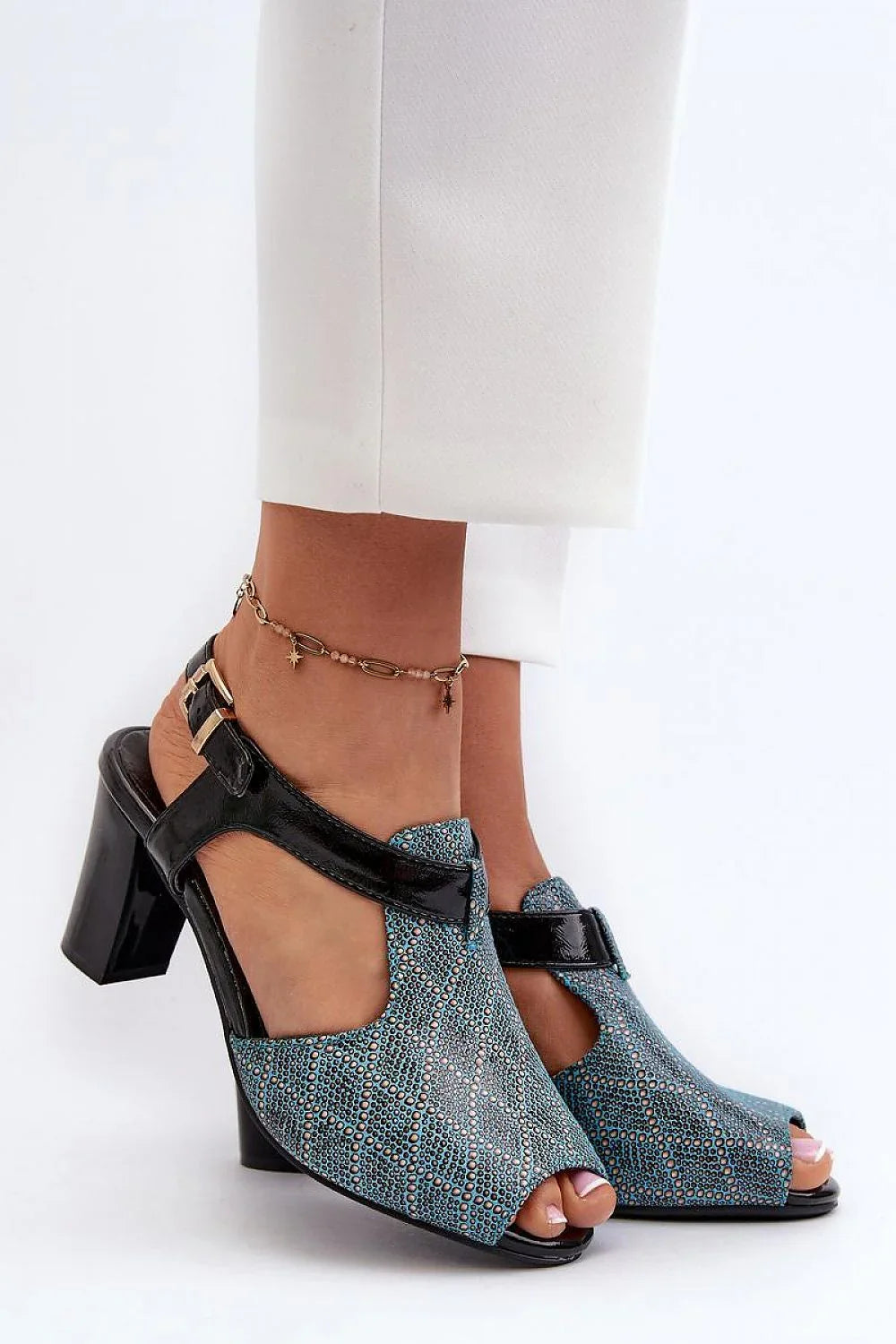 Women Peep Toe Block Heel Sandals