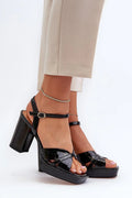 Women Platform Block Heel Ankle Strap Sandals