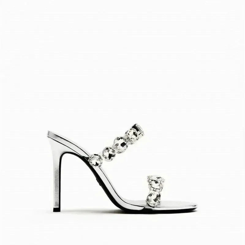 Women Rhinestone Peep Toe Stiletto Heels