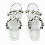 Women Rhinestone Peep Toe Stiletto Heels