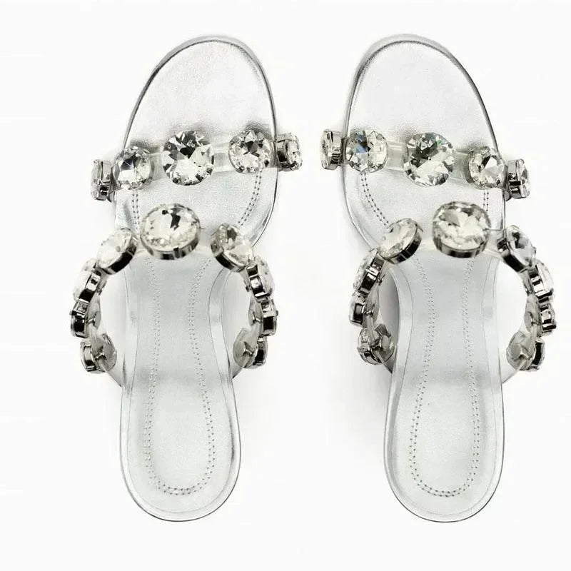 Women Rhinestone Peep Toe Stiletto Heels