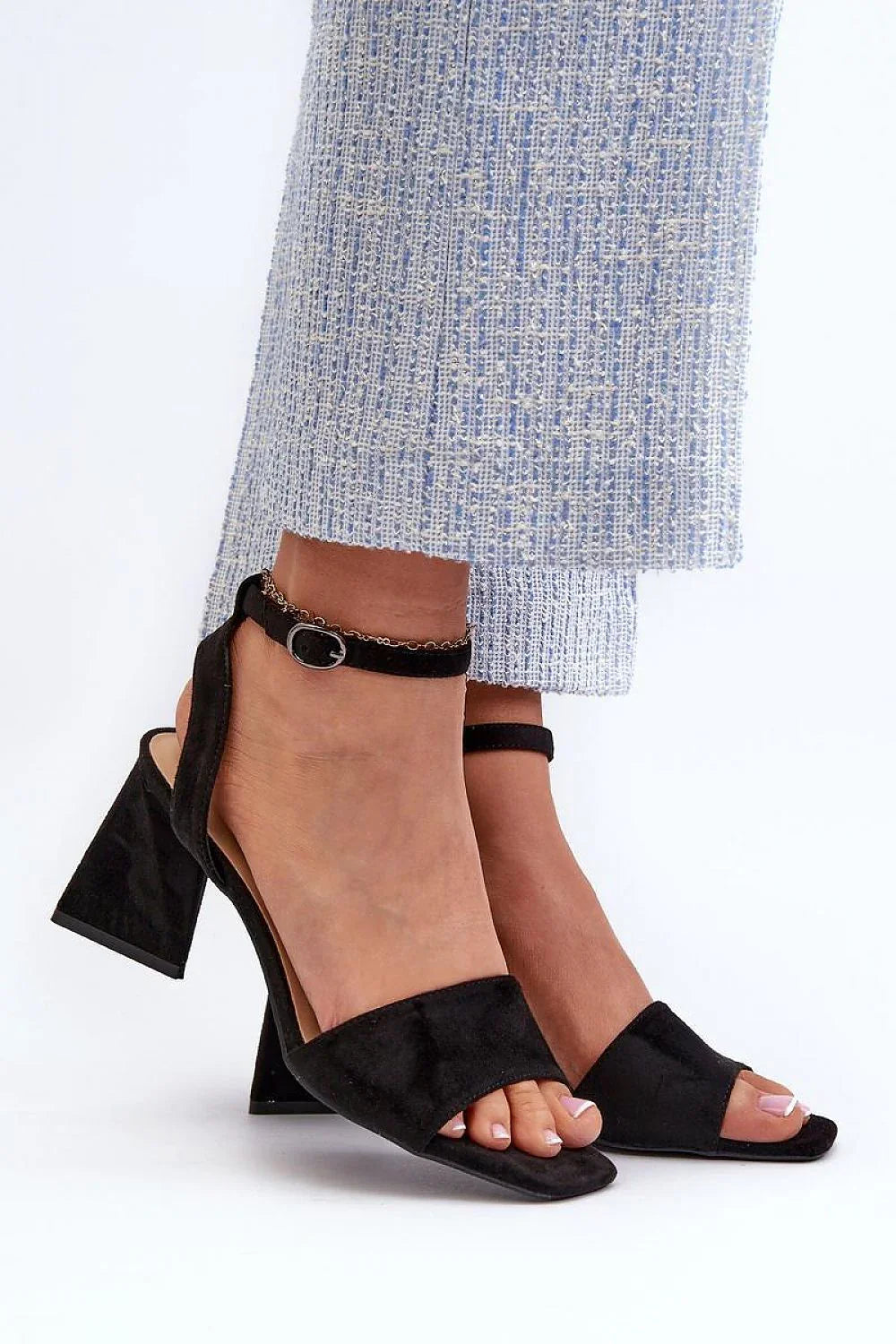 Women Square Toe Ankle Strap Heel Sandals