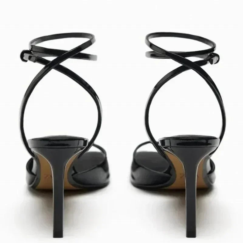 Women Square Toe Strappy Stiletto Heels