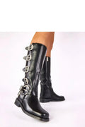 Women Thigh High Boots - Flat Block Shoes