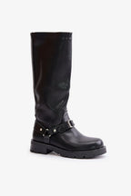 Women Thigh High Boots - Low Block Shoes