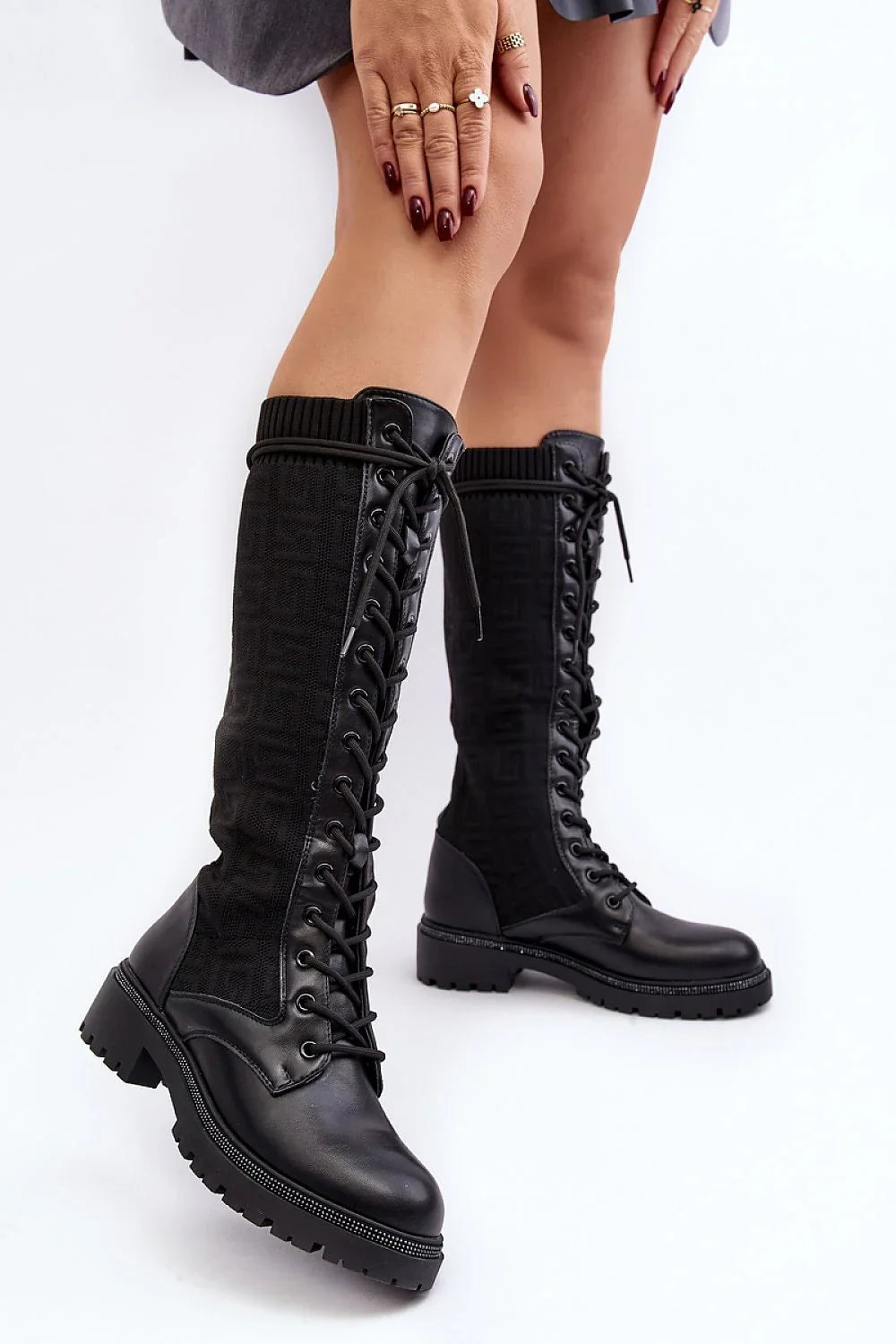 Women Thigh High Boots - Low Chunky Shoes