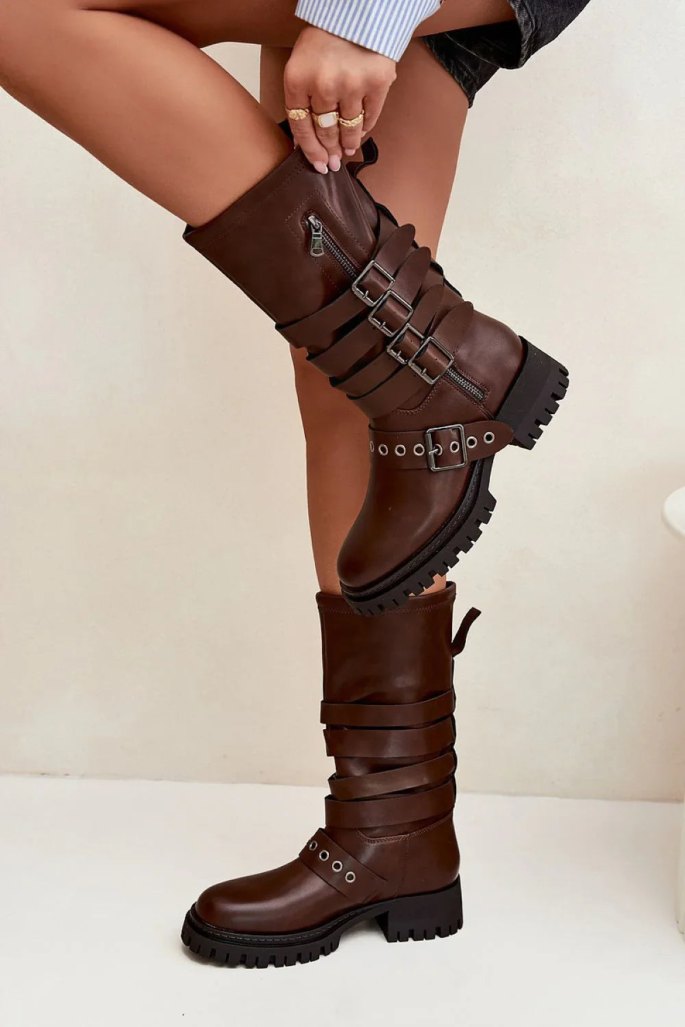 Women Thigh High Boots - Mid Block Shoes