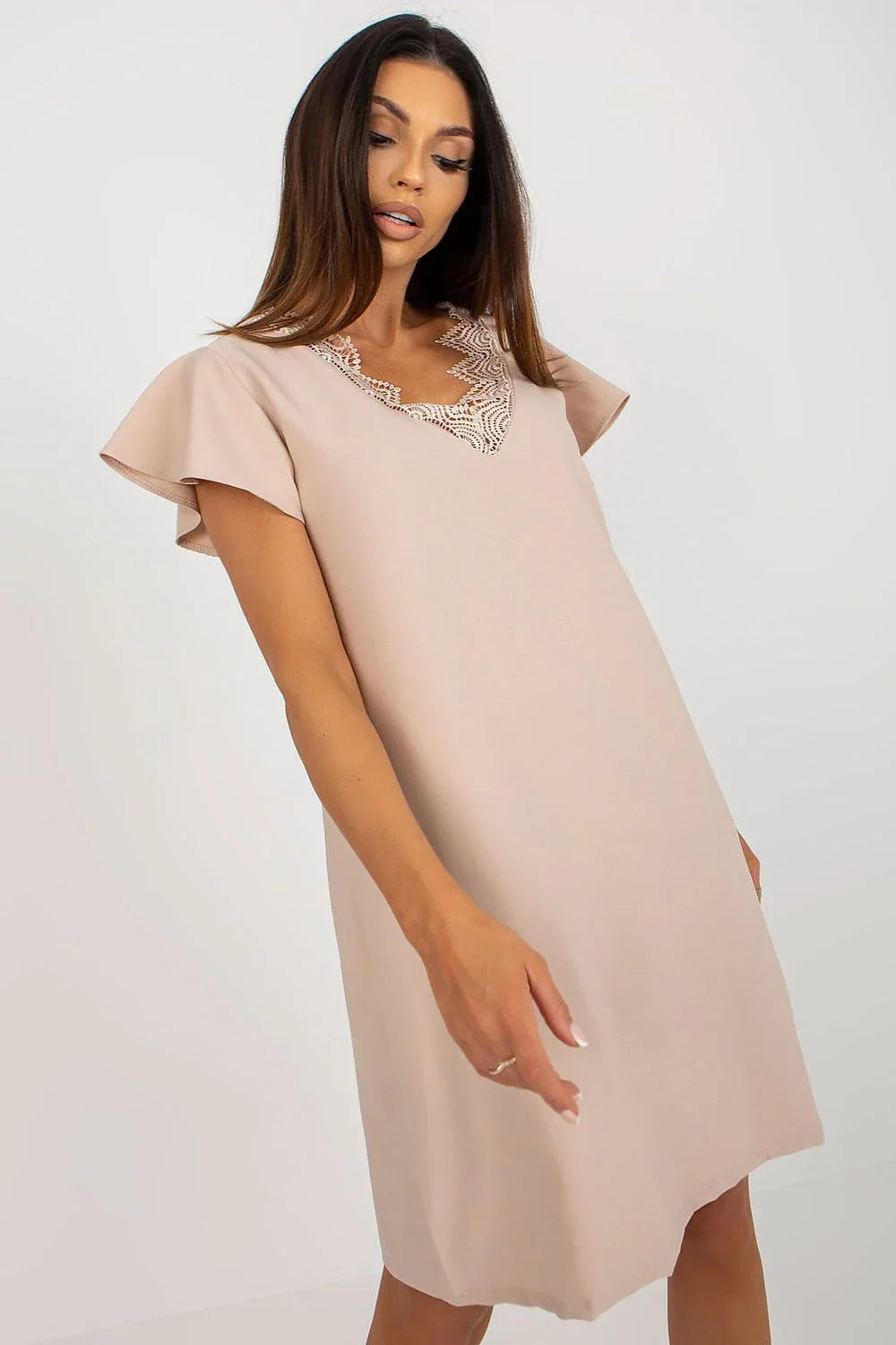 Women's Above Knee Day Dress – Loose With Flutter Sleeves