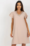 Women's Above Knee Day Dress – Loose With Flutter Sleeves