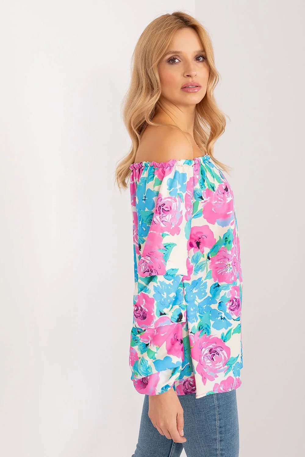 Women's Bardot Blouse - Floral Hip Length