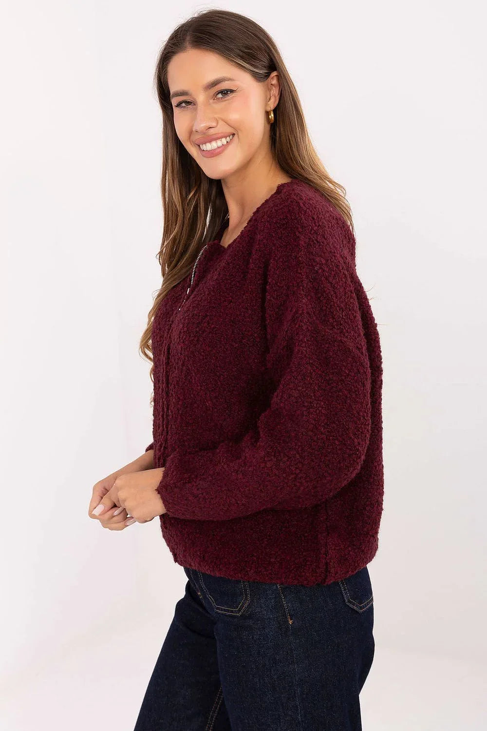 Women's Boucle Zip Cardigan Sweater
