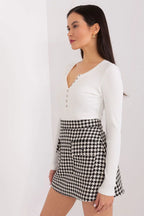 Women's Button-Down Blouse - Striped Waist Length