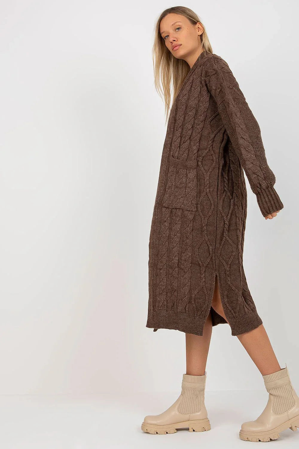 Women's Cable Longline Cardigan Sweater