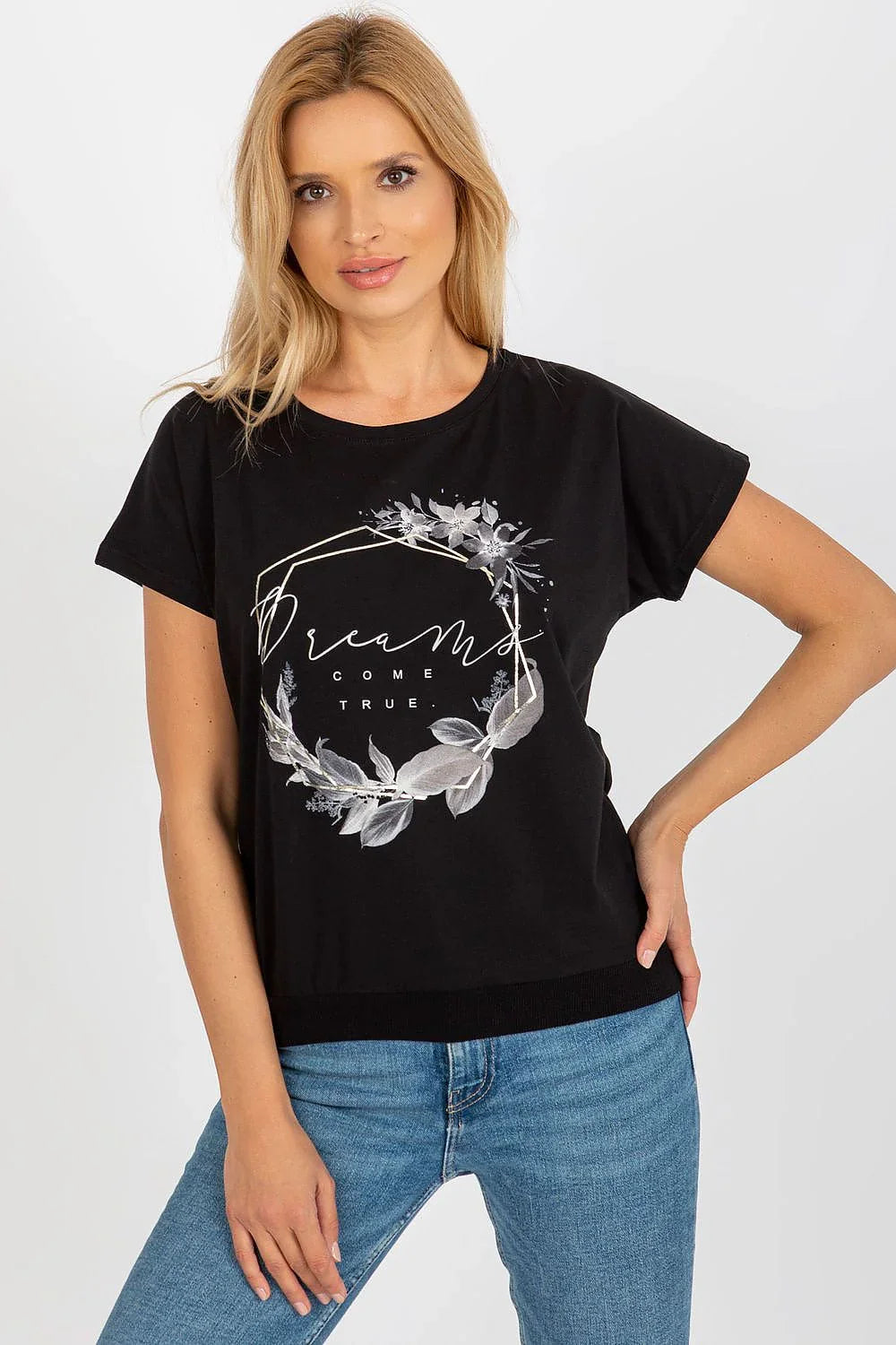 Women's Casual Blouse - Floral, Logo Hip Length