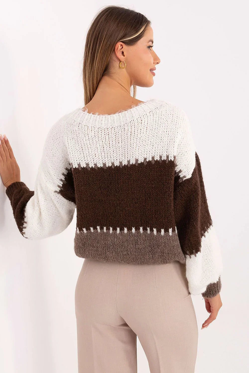 Women's Classic Striped Crew Neck Pullover Sweater