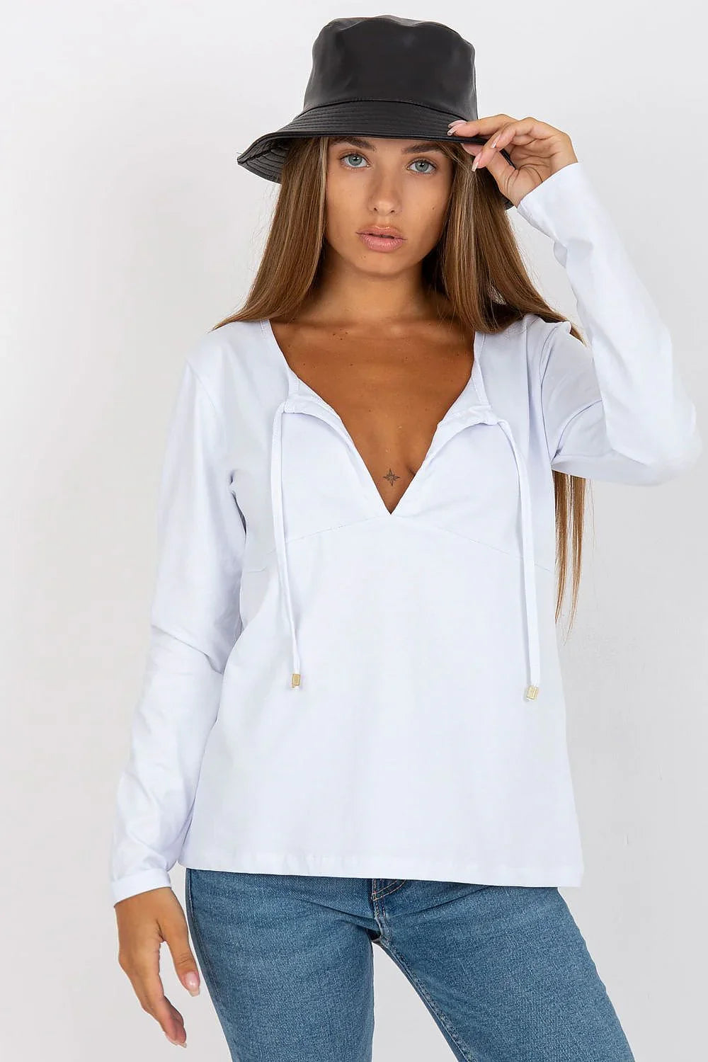 Women's Cotton Blouse - Solid Hip Length