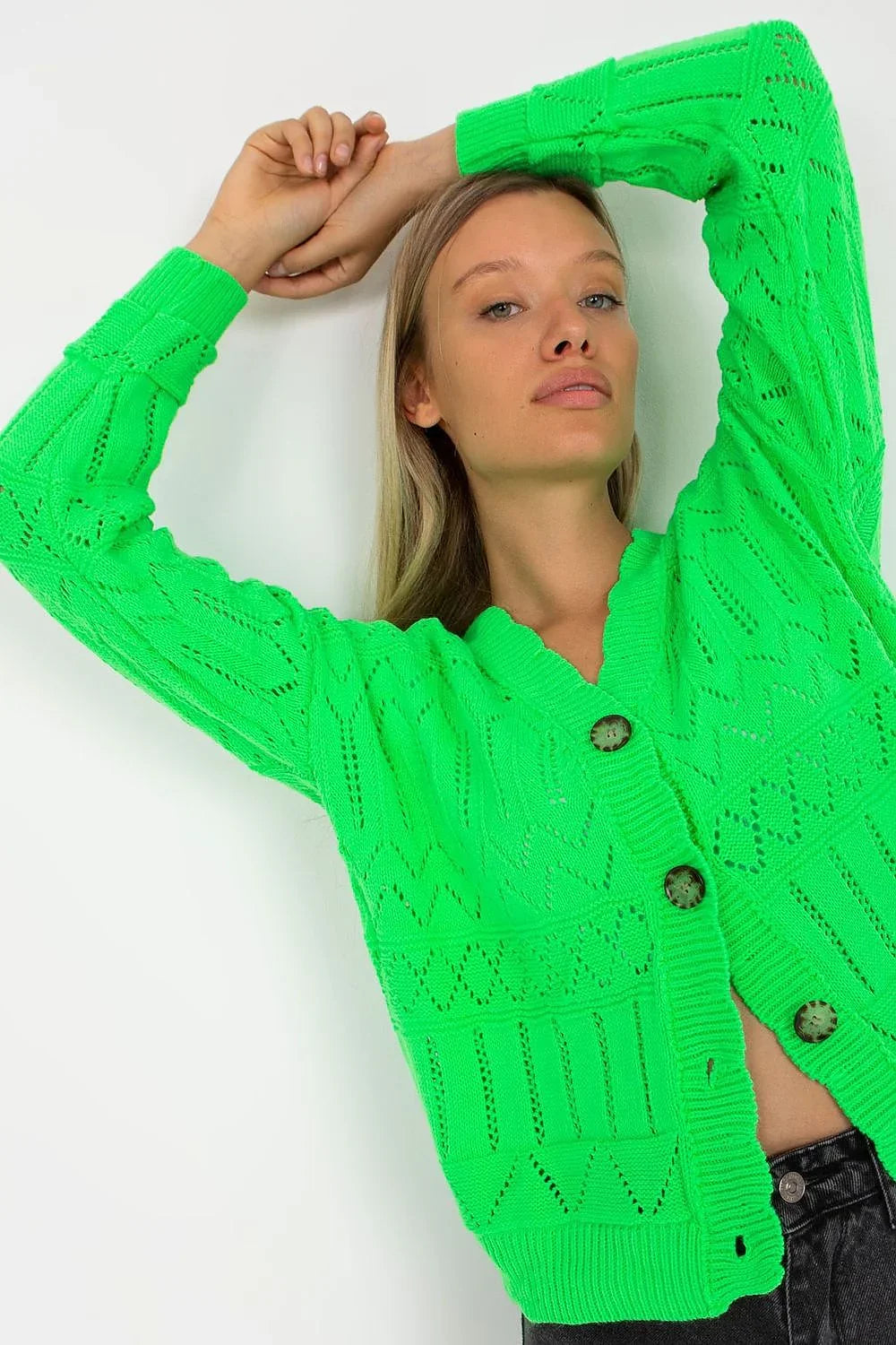 Women's Cotton Textured Cardigan Sweater