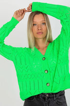 Women's Cotton Textured Cardigan Sweater