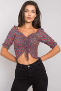 Women's Crop Blouse - Floral Cropped Length