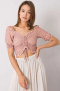 Women's Crop Blouse - Polka Dots Cropped Length