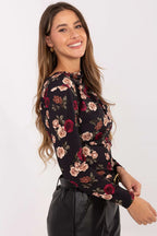 Women's Draped Blouse - Floral Waist Length