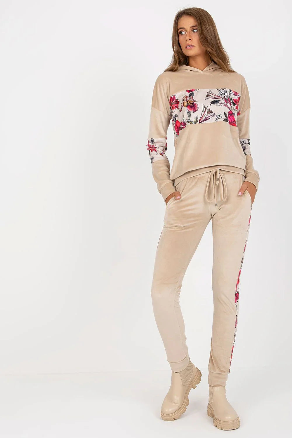 Women’s Floral Hoodie and Tapered Pants Set - Guocali