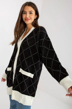 Women's Geometric Longline Cardigan Sweater